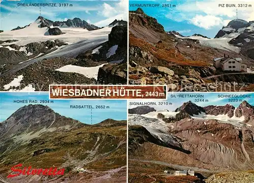 AK / Ansichtskarte Silvretta Wiesbadnerhuette Vermuntkopf Piz Buin Hohes Rad Signalhorn Silvretta