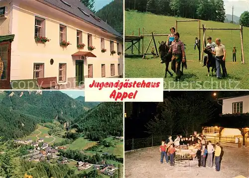 AK / Ansichtskarte Muerzsteg Jugendgaestehaus Appel Kinderspielplatz Ponyreiten Landschaftspanorama Muerzsteg