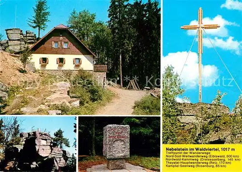 AK / Ansichtskarte Moorbad_Harbach Nebelsteinhuette Gipfelkreuz Nord Sued Weitwanderweg Eibiswald Felsen Aussichtspunkt Moorbad_Harbach