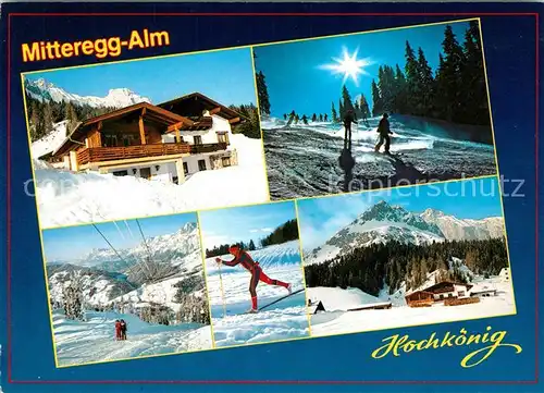 AK / Ansichtskarte Muehlbach_Hochkoenig Mitteregg Alm Wintersportplatz Alpenpanorama Muehlbach Hochkoenig