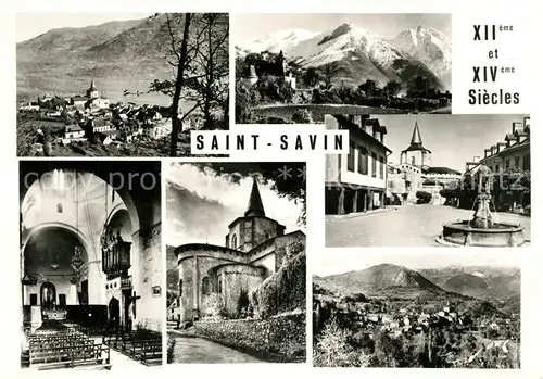 AK / Ansichtskarte Saint Savin_Hautes Pyrenees Panorama Eglise Fontaine Alpes Saint Savin