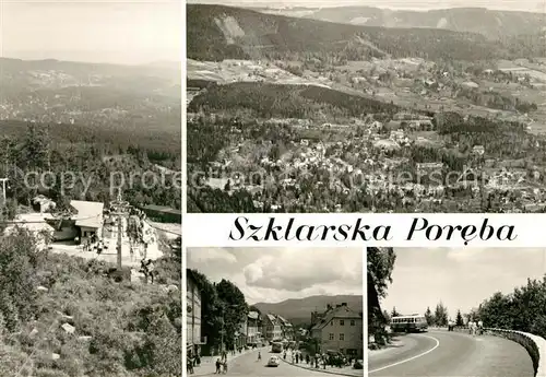 AK / Ansichtskarte Szklarska_Poreba_Schreiberhau Panorama Sessellift Strassenpartie Bergstrasse Szklarska_Poreba