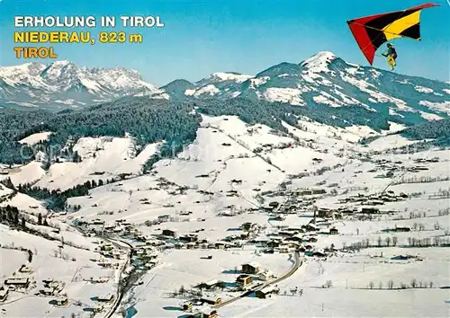 AK / Ansichtskarte Niederau_Wildschoenau Wintersportplatz Drachenfliegen Alpenpanorama Fliegeraufnahme Niederau Wildschoenau