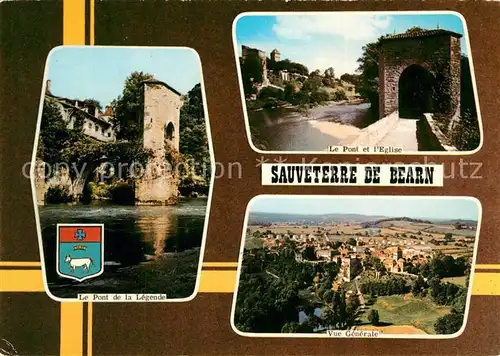 AK / Ansichtskarte Sauveterre de Bearn Pont de la Legende Pont Eglise vue generale Sauveterre de Bearn