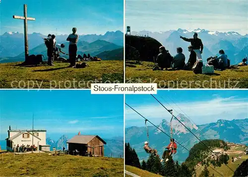 AK / Ansichtskarte Stoos_SZ Fronalpstock Gipfelkreuz Schwyzer Alpen Glarner Alpen Urner Alpen Bergrestaurant Sessellift Mythen Stoos_SZ