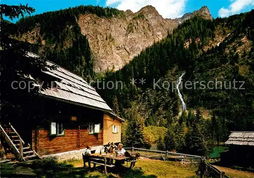 AK / Ansichtskarte Mallnitz_Kaernten Konradhuette im Doessental Wasserfall Maresenspitze Hohe Tauern Mallnitz Kaernten