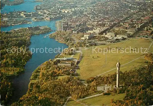 AK / Ansichtskarte Stockholm Aerial picture of the eastern and northern parts of the city Kaknas Tower Stockholm