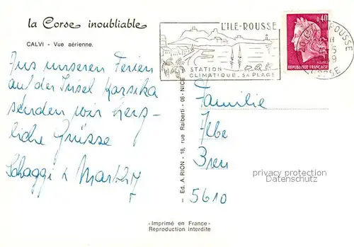 AK / Ansichtskarte Calvi Vue aerienne Calvi