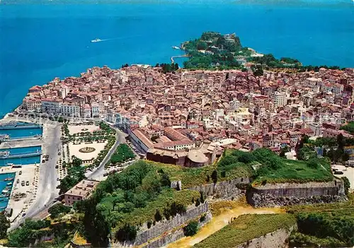 AK / Ansichtskarte Korfu_Corfu Altstadt Hafen Fliegeraufnahme Korfu Corfu