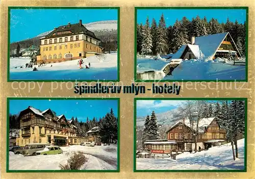 AK / Ansichtskarte Spindleruv_Mlyn_Spindlermuehle Hotel Praha Restaurace Myslivna Hotel Savoy Hotel Spolecensky dum Spindleruv_Mlyn