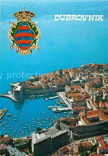 AK / Ansichtskarte Dubrovnik_Ragusa Fliegeraufnahme Hafen Dubrovnik Ragusa