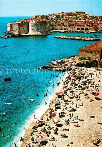 AK / Ansichtskarte Dubrovnik_Ragusa Strand Fliegeraufnahme Dubrovnik Ragusa