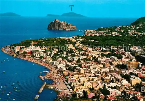 AK / Ansichtskarte Ischia Fliegeraufnahme mit Strand und Capri Ischia