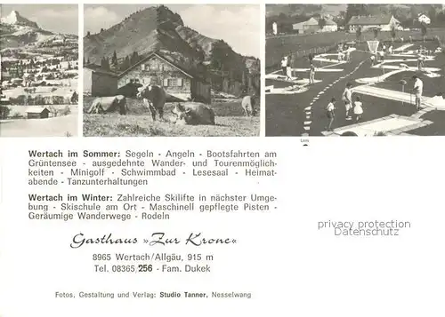 AK / Ansichtskarte Wertach Gasthaus Zur Krone Gruentensee Wertach