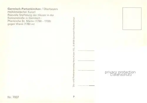 AK / Ansichtskarte Garmisch Partenkirchen Sonnenstrasse Pfarrkirche gegen Wank Garmisch Partenkirchen