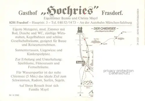 AK / Ansichtskarte Frasdorf Gasthaus Hochries  Frasdorf
