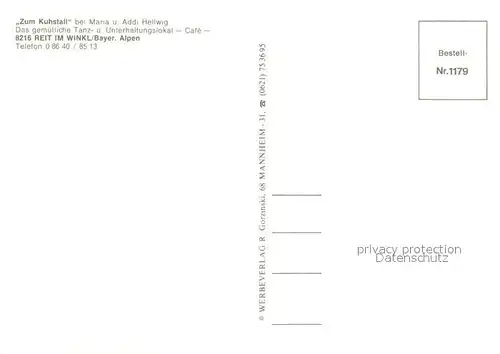 AK / Ansichtskarte Reit_Winkl Restaurant Zum Kuhstall Tanzlokal Reit_Winkl