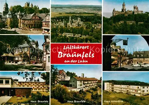 AK / Ansichtskarte Braunfels Schloss Fliegeraufnahme Fachwerk Haeuser Braunfels und Hoehenblick Braunfels