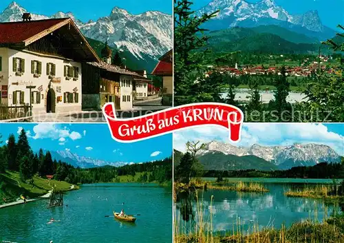 AK / Ansichtskarte Kruen Grubsee Barmsee Karwendel Wettersteinwand Zugspitze Kruen