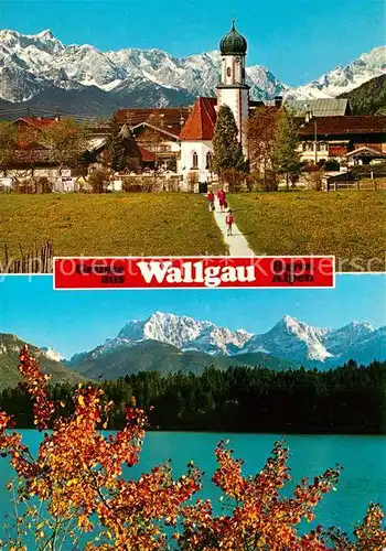 AK / Ansichtskarte Wallgau Barmsee gegen Karwendel  und Wettersteingebirge Wallgau