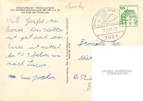 AK / Ansichtskarte Bernau_Schwarzwald am Fusse des Feldberges Bernau Schwarzwald