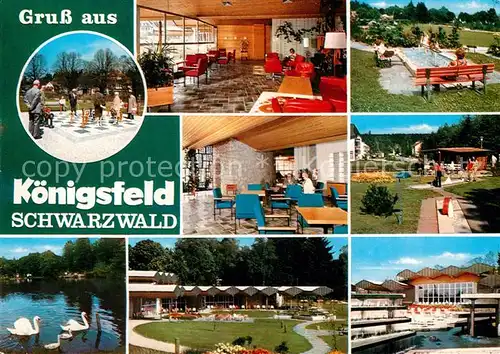 AK / Ansichtskarte Koenigsfeld_Schwarzwald Schwaene Schach Wassertreten Koenigsfeld Schwarzwald