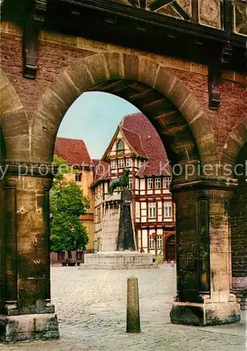 AK / Ansichtskarte Braunschweig Burgloewe auf dem Burgplatz Fachwerk Braunschweig