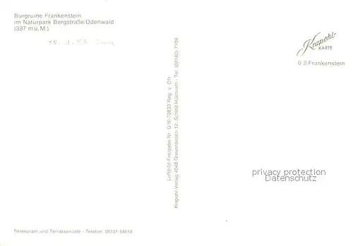 AK / Ansichtskarte Burg_Frankenstein_Bergstrasse Fliegeraufnahme  Burg_Frankenstein