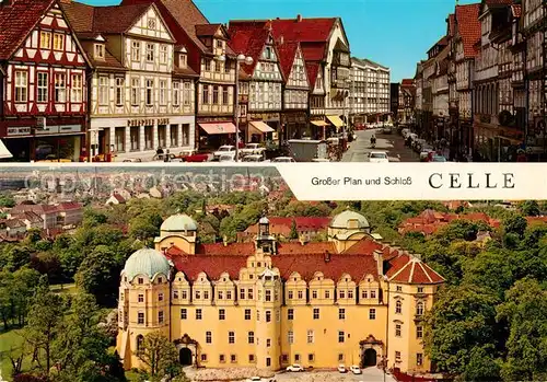 AK / Ansichtskarte Celle_Niedersachsen Grosser Plan und Schloss Fachwerk Celle_Niedersachsen
