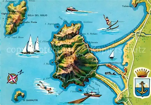 AK / Ansichtskarte Isola_del_Giglio Costa d`Argento Landkarte Isola_del_Giglio