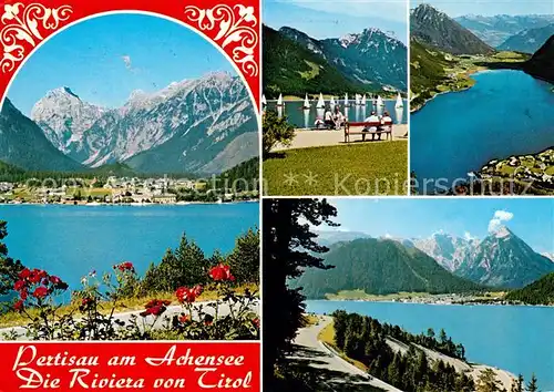 AK / Ansichtskarte Pertisau_Achensee am Achensee Fliegeraufnahme Segelboote Pertisau Achensee