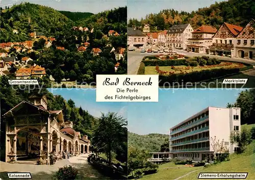 AK / Ansichtskarte Bad_Berneck Fliegeraufnahme Kolonnade Siemens Erholungsheim Marktplatz Bad_Berneck