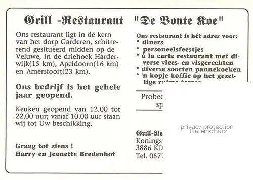 AK / Ansichtskarte Garderen Grill Restaurant De Bonte Koe Garderen