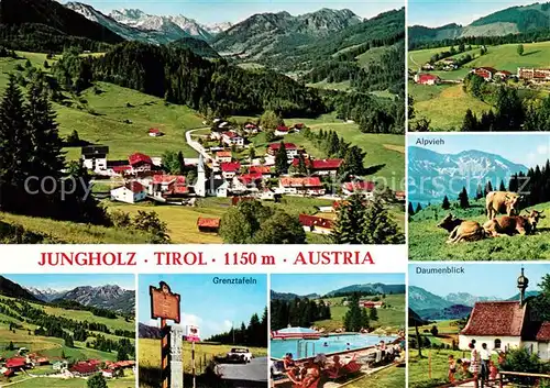 AK / Ansichtskarte Jungholz_Tirol Daumenblick Alpvieh Grenztafeln  Jungholz Tirol