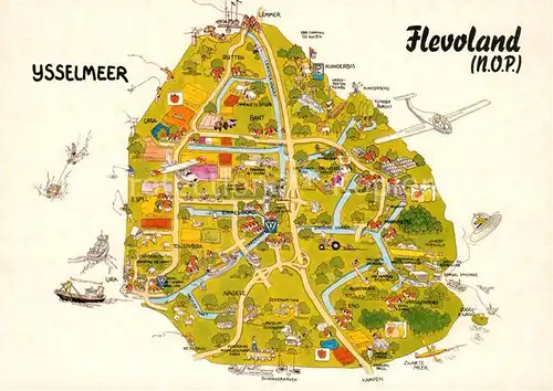 AK / Ansichtskarte Flevoland Landkarte Ysselmeer Flevoland