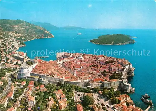 AK / Ansichtskarte Dubrovnik_Ragusa Panorama Grada sa Lokrumom Altstadt Insel Fliegeraufnahme Dubrovnik Ragusa