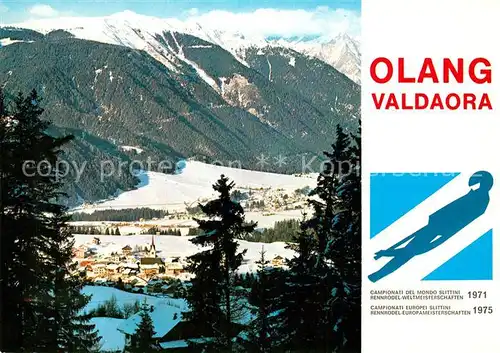 AK / Ansichtskarte Olang Rennrodel Weltmeisterschaften Winterpanorama Dolomiten Olang