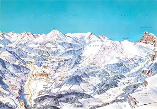 AK / Ansichtskarte Brixen_Suedtirol uebersichtskarte Skigebiet Dolomiten Brixen Suedtirol