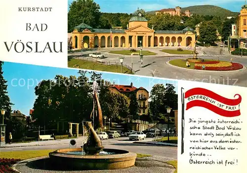 AK / Ansichtskarte Bad_Voeslau Kurstadt Badplatz Thermalbad Freiheitsbrunnen Bad_Voeslau
