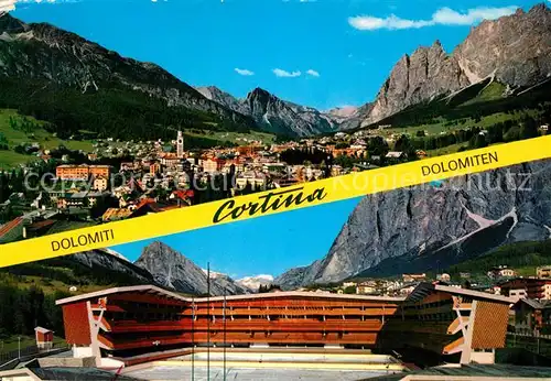 AK / Ansichtskarte Cortina_d_Ampezzo Panorama Alpen Olympia Eisstadion Cortina_d_Ampezzo