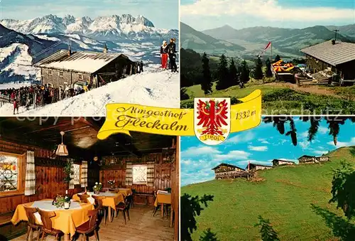 AK / Ansichtskarte Kirchberg_Tirol Almgasthaus Fleckalm Kaisergebirge Tiroler Gaststube Sonnenterrasse Hohe Salve Fleckalmen Hahnenkammgebiet Kirchberg Tirol