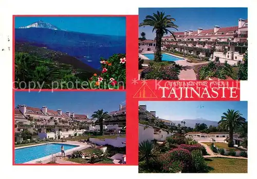 AK / Ansichtskarte Puerto_de_la_Cruz Apartamentos Parque Tajinaste Swimming Pool Landschaftspanorama mit Vulkan Puerto_de_la_Cruz