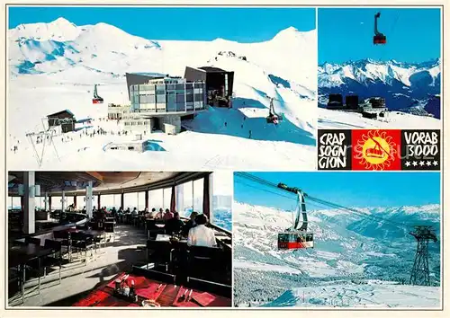 AK / Ansichtskarte Laax Crap Sogn Gion Weisse Arena von Laax und Flims Sommerskigebiet Piz Vorab Alpenpanorama Bergbahn Laax