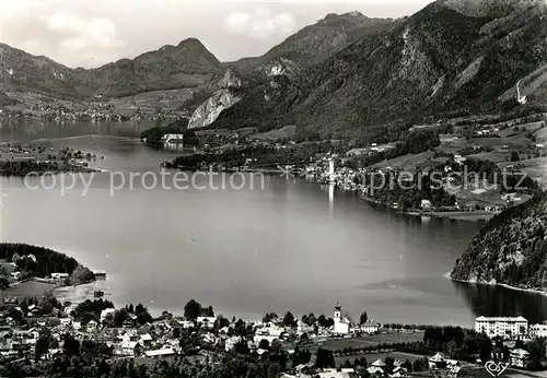AK / Ansichtskarte Wolfgangsee mit Strobl St Wolfgang St Gilgen Fliegeraufnahme Wolfgangsee