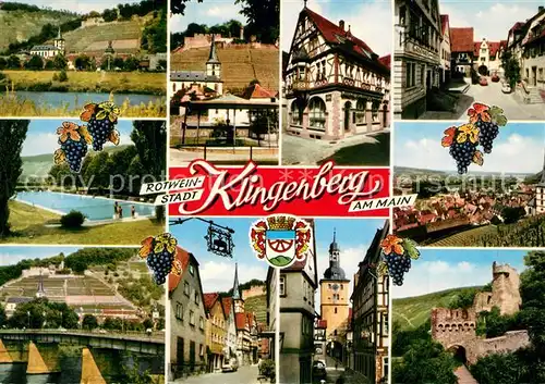 AK / Ansichtskarte Klingenberg_Main Fachwerk Wein Burg Freibad Klingenberg Main