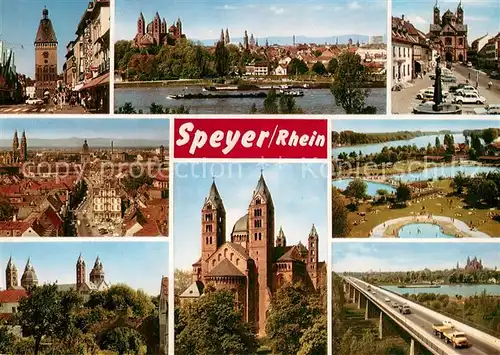 AK / Ansichtskarte Speyer_Rhein Kirchen Freibad Rheinpartie Speyer Rhein