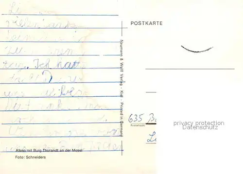 AK / Ansichtskarte Alken_Koblenz mit Burg Thurant an der Mosel Alken_Koblenz
