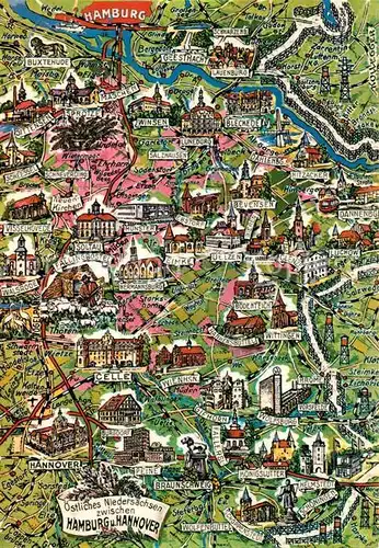 AK / Ansichtskarte Hamburg oestliches Niedersachsen Hannover Lageplan Hamburg