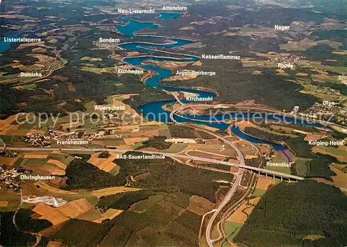 AK / Ansichtskarte Sondern_Biggesee Fliegeraufnahme Personenschiffahrt Biggersee Sondern Biggesee