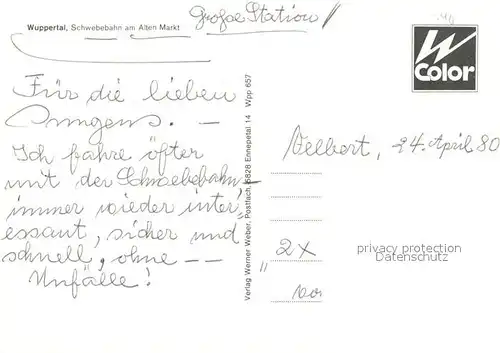 AK / Ansichtskarte Wuppertal Schwebebahn Alter Markt Wuppertal